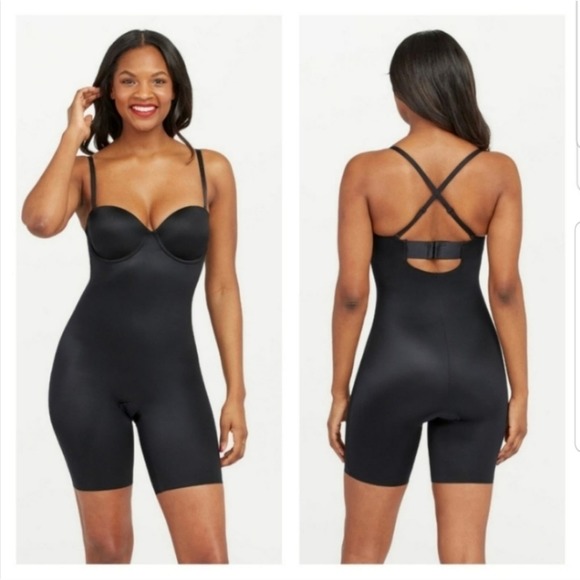 SPANX Suit Your Fancy Strapless Cupped Mid-Thigh NWT in Black size Small 18895